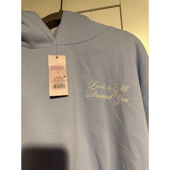 Wild Fable Womens Light Blue Hoodie Love is All Around You Cupid Print Size L - Picture 2 of 7